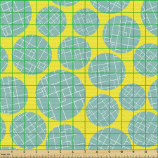 Geometrik Parça Kumaş Renkli Çizgili Tekrarlı Daireler Dizaynı