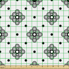 Monokrom Parça Kumaş Soyut Geometrik Dairesel Küçük Motifler