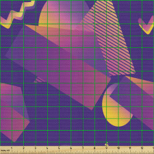 Geometrik Parça Kumaş Soyut Retro Sanat Küp Üçgen Daire Deseni