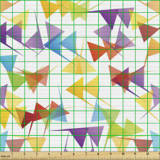 Gökkuşağı Parça Kumaş Sade Arka Planda Rengarenk Üçgen Motifler