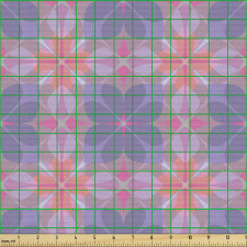 Mozaik Parça Kumaş Modern Tasarım Çiçekli Tatlı Mor Pembe Detay