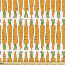 Yemek Parça Kumaş Devamlı Simetrik Tasarım Turuncu Havuç Deseni