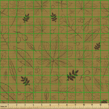 Botanik Parça Kumaş Boho Renklerde Dökülen Sonbahar Yaprakları