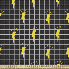 Modern Parça Kumaş Minimal Şimşek Motifleri Kareli Arka Plan