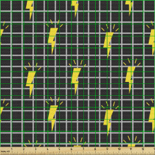 Modern Parça Kumaş Minimal Şimşek Motifleri Kareli Arka Plan