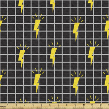 Modern Parça Kumaş Minimal Şimşek Motifleri Kareli Arka Plan
