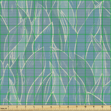 Botanik Parça Kumaş Pastel Yeşil Tonlarında Soyut Yapraklar
