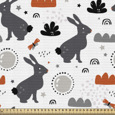 Hayvan Parça Kumaş Çocuksu Tasarım Tavşanlar Çeşitli Figürler