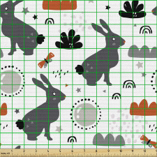 Hayvan Parça Kumaş Çocuksu Tasarım Tavşanlar Çeşitli Figürler