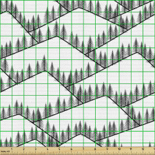 Geometrik Parça Kumaş Dağdaki Ağaçlar Desenli