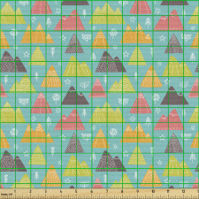 Rengarenk Parça Kumaş Eğlenceli Üçgen Dağ Motifleri Doğa Aşkı