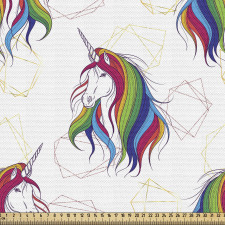 Unicorn Parça Kumaş Gökkuşağı Renkli Yelesi ile Tek Boynuzlu At