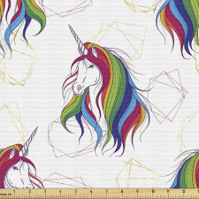Unicorn Parça Kumaş Gökkuşağı Renkli Yelesi ile Tek Boynuzlu At
