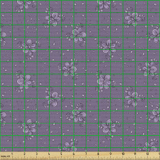Mor Parça Kumaş Doğa Temalı Soyut Soft Romantik Çiçek Motifleri