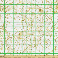Kumsal Parça Kumaş Soyut Altın Renginde Deniz Kabukları Deseni