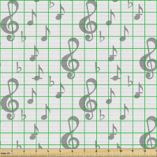 Müzik Parça Kumaş Gri Tonlu Tasarım Notalar ve Sol Anahtarı