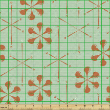 Geometrik Parça Kumaş Soyut Çiçek Yıldız Esintili Retro Desen 