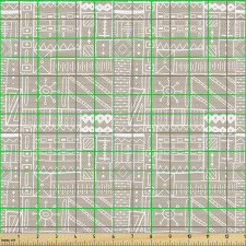 Pastel Parça Kumaş Nötr Tonlu Absürt Geometrik Kabilesel Motif