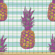 Doğa Parça Kumaş Retro Çizgili Ananas Desenli