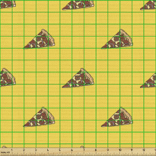 Yiyecek Parça Kumaş Sarı Fon Üzerinde Sucuklu Pizza Dilimi