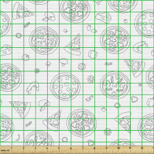 Yiyecek Parça Kumaş Siyah ve Beyaz Pizzalar Desenli Monokrom