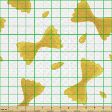 Yiyecek Parça Kumaş Beyaz Fon Üzerinde Sarı Makarna Desenli