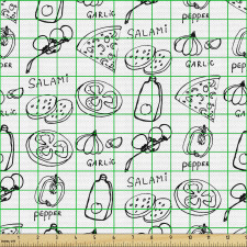Yiyecek Parça Kumaş El Çizimi Pizza Dilimleri Siyah Beyaz Yemek