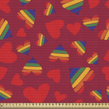 Pride Parça Kumaş Aşk Kalpleri Desenli