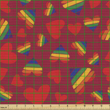 Pride Parça Kumaş Aşk Kalpleri Desenli