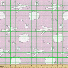 Yolculuk Parça Kumaş Pastel Arka Plan Üzerine Bavul Uçak Çizimi