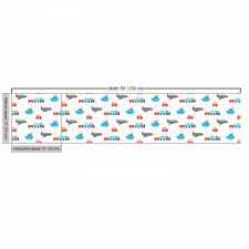 Araç Parça Kumaş Sevimli Minik Araba Tren Uçak Gemi Motifleri 