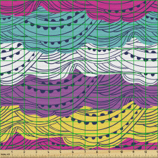 Rengarenk Parça Kumaş El Çizimi Dalgalar