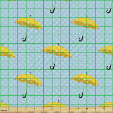Doğa Parça Kumaş Yağmur Damlaları ve Sevimli Şemsiye İkonları