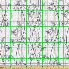 Floral Parça Kumaş Çizgili Zarif Arka Plan Üstünde Çan Çiçeği