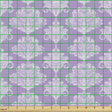 Şal Deseni Parça Kumaş Mor Fon Üstünde Beyaz Damasko Çizimi
