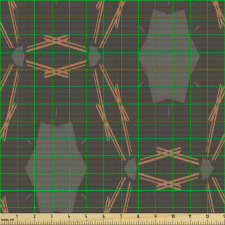 Altıgen Parça Kumaş Kahverengi Arka Planda Çizgiler ve Şekiller