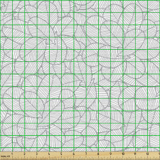 Çiçek Parça Kumaş Monokrom Geometrik Formlarda Çoklu Yapraklar 