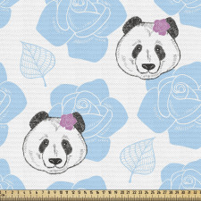 Floral Parça Kumaş Çiçekli Panda Desenli