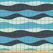 Lacivert Parça Kumaş Monokromatik Soyut Dalgalı Yatay Şeritler