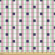 Geometrik Parça Kumaş Kareli Noktalı Dikey Tekrarlı Çizgiler 