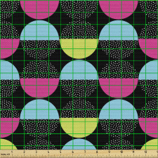 Geometrik Parça Kumaş Renkli Puantiyeli Yarım Tekrarlı Daireler