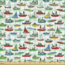 Denizci Parça Kumaş Renkli Gemi Desenleri
