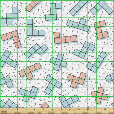 Geometrik Parça Kumaş Beyaz Fonlu Tetris