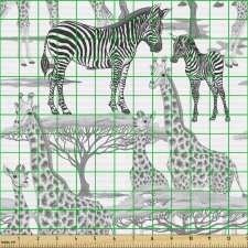Safari Parça Kumaş Anne Çocuk Zebra ve Zürafa Afrika Ağacı