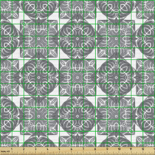 Geometrik Parça Kumaş Dörtgen Yapraklar Desenli