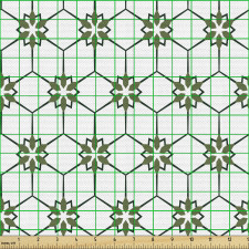 Geometrik Parça Kumaş Karo Stilinde Altıgen Çiçekler Desenli