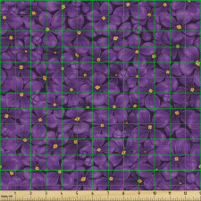 Mor Parça Kumaş Bahar Küçük Çiçek Yaprakları Tek Tonlu Tasarım