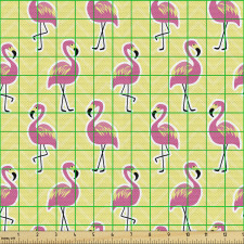 Flamingo Parça Kumaş Pembe Sarı Tüylü Kuşlar Dekoratif Model