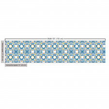 Geometrik Parça Kumaş Mavi Sarı Desenli Mozaik