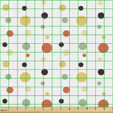 Geometrik Parça Kumaş Rengarenk Puantiyeli Daireler Desenli